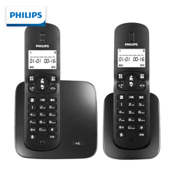 飞利浦（PHILIPS）无绳电话机 无线座机 子母机 办公家用 屏幕白色背光 持久待机 DCTG186（1+1）黑色