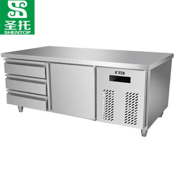 圣托（Shentop）冷藏工作台风冷无霜 大容量不锈钢卧式冰箱商用 450升厨房抽屉式冰柜 STL-CF18