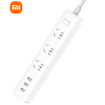 小米（MI）小米插线板(含3口USB 2A快充)一键总控插排插座排插拖线板插板接线板电插板 白色