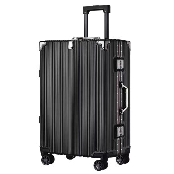 BONZEMON 铝框行李箱女学生密码箱男26英吋 黑色拉杆箱旅行箱
