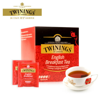 波兰进口 川宁(TWININGS) 茶叶红茶茶包 英国川宁英式早餐红茶 10包*2g 20g/盒 