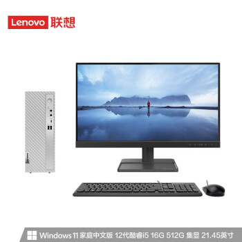 联想（Lenovo）天逸510S商务办公台式机电脑主机(酷睿12代i5-12400 16G 512G SSD win11)21.45英寸显示器