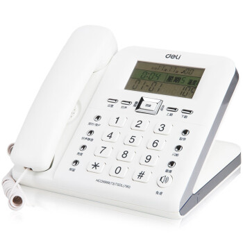 得力（deli) 电话机座机 固定电话 办公家用 38°倾角 来电显示 790白色