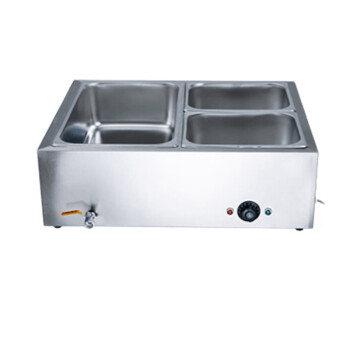 苏勒    快餐保温台不锈钢售饭台商用台式小型电加热多功能保温汤菜池厨房   2格3盒（含汤盆、盖子）