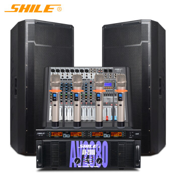 狮乐（SHILE）AV2080/BM25/天琴十号/SH10 专业纯后级功放带双15英寸大功率音响组合 户外演出大功率音箱套装