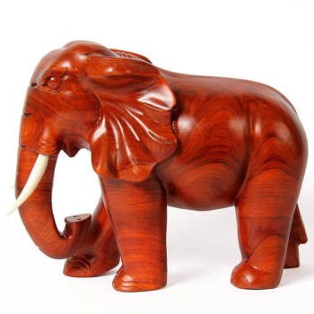 花梨木质大象摆件客厅装饰品实木雕刻工艺品一对小号红木大象20cm 20