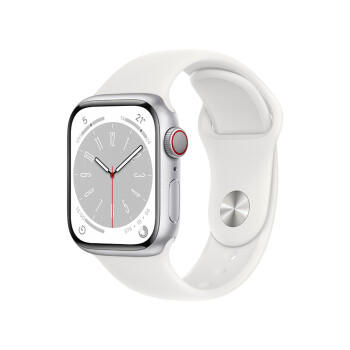 Apple Watch Series 8 智能手表GPS + 蜂窝款41毫米银色铝金属表壳白色运动型表带 MP4D3CH/A