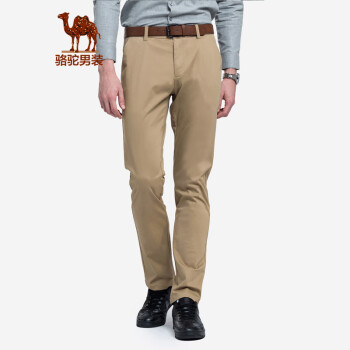 骆驼（CAMEL）男装 秋冬青年纯色休闲裤舒适微弹中腰直筒长裤子男 卡其 31