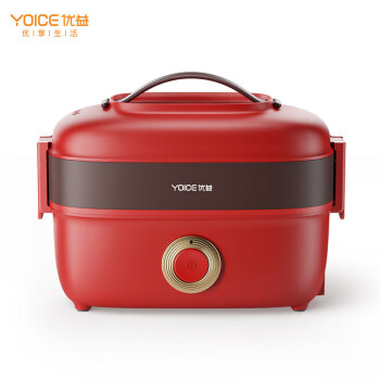 优益（Yoice） 加热饭盒便携式电热饭盒保温可插电热蒸煮饭菜神器女学生上班族自热带饭加热便当盒 Y-FH13A 红色