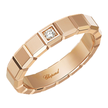 Chopard萧邦珠宝 ICE CUBE系列 男士宽版单钻18K金 玫瑰金色戒指 58号