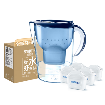 碧然德（BRITA） 过滤净水器 家用滤水壶 净水壶 海洋系列 3.5L蓝色 一壶六芯装 环保加固包装