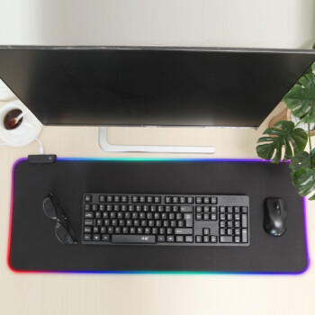 灵蛇（LINGSHE)发光游戏鼠标垫900*400*4mm 超大幻彩电脑桌垫  多种灯效随心切换 P97黑色 礼盒装