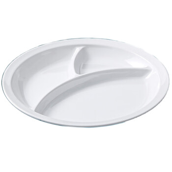 梅花匠密胺仿瓷分格盘食堂白色饭盘 快餐盘10寸三格餐盘直径25.2cm