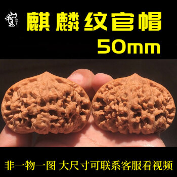 山中玉麒麟纹官帽文玩核桃特大收藏级核桃文玩送礼礼品50mm麒麟纹官帽