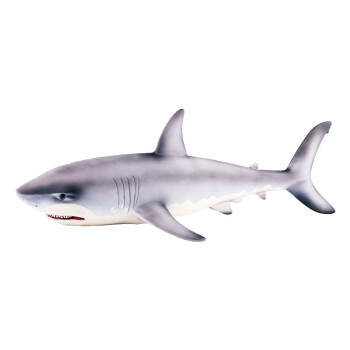 大鲨鱼白鲨玩具模型55cm仿真动物模型软胶食人鲨鱼儿童玩具海洋生物