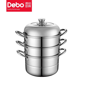 Debo  DEP-289 拉德堡蒸锅蒸笼汤锅三层不锈钢可视锅盖 28cm 单个装
