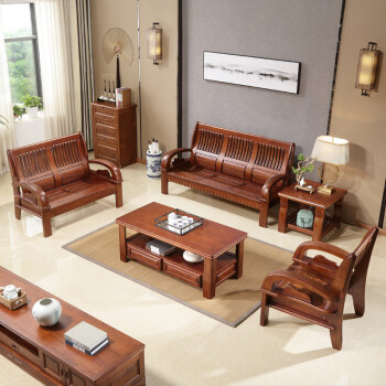 【京东优选好货】实木沙发组合 全实木香樟木 新中式客厅 具现代小
