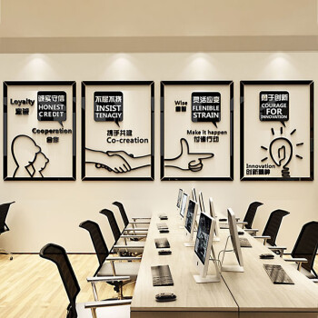 办公室装饰亚克力墙贴画3d立体创意企业文化墙贴纸趣味展板会议室墙壁