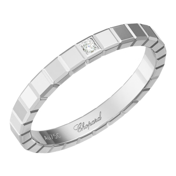 Chopard萧邦 珠宝 ICE CUBE系列 女士窄款18K金 白色单钻戒指 53号