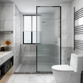 浴屏一字形长虹淋浴房半隔断卫生间干湿分离浴室玻璃门不锈钢家用洗澡
