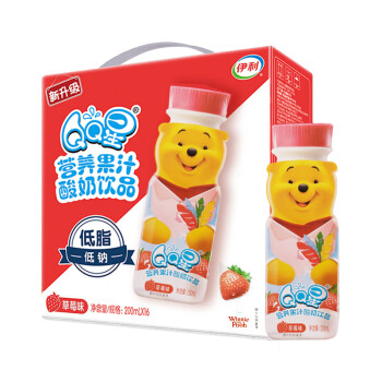 伊利 酸奶 QQ星营养果汁酸奶饮品 草莓味 200ml*16瓶 新老装随机