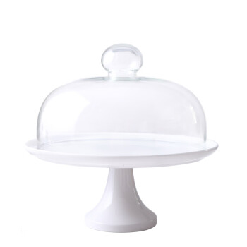 花蓓诗 蛋糕托盘摆台带盖玻璃罩透明高脚展示甜品盘 12吋高脚台带玻璃罩