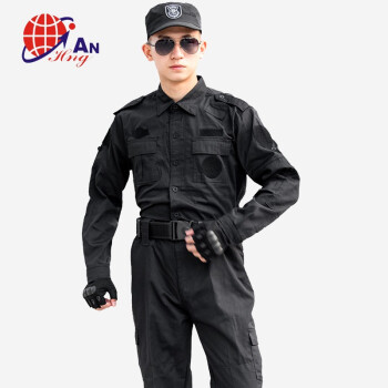 灿恒服饰 保安服套装 小区物业门卫安检套装男服装制服黑色训练服
