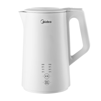 美的（Midea）电水壶热水壶烧水壶开水壶控温壶 一键保温304不锈钢1.7L侧显温度7段控温养生MK-SH17X302 1.7L