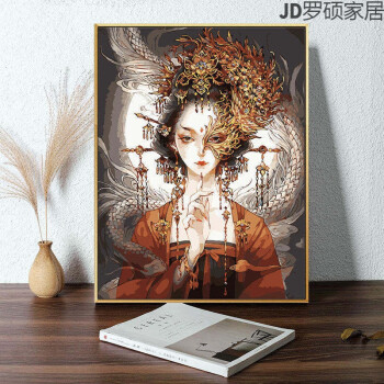 花宴少女diy数字油画漂亮女人挂画美人客厅手绘手工减压填色画 gt056