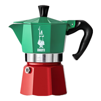 比乐蒂（Bialetti）摩卡壶 咖啡壶意大利三色旗意式特浓家用摩卡咖啡壶 三色旗3杯份