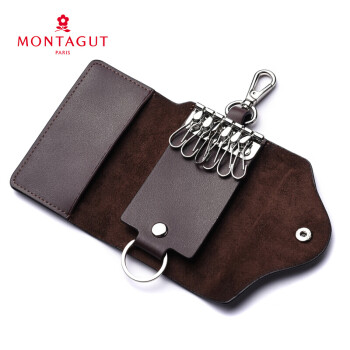 梦特娇（MONTAGUT）男士牛皮钥匙包多功能汽车钥匙包钥匙扣卡包锁匙大容量时尚商务礼物R2421406015啡色