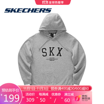 skechers斯凯奇男女卫衣简约连帽套头休闲运动服长袖潮流上衣