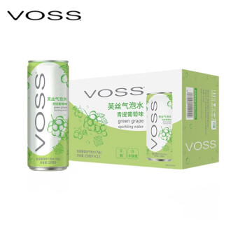 芙丝（VOSS）气泡水(汽水) 青提葡萄味 330ml*12罐 整箱装 0糖0卡0碳水