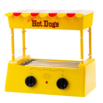 PartyBaby烤肠机家用全自动热狗机迷你小型多功能台湾烤香肠烤肉机 黄色款 带防尘版