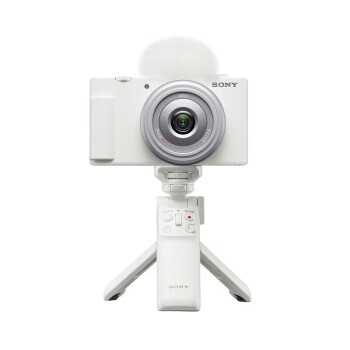 索尼（SONY）ZV-1F Vlog相机 广角大光圈 三级美肤 面部对焦 学生入门照相机 白色 含手柄套装 