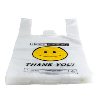宝蓝 塑料袋 笑脸袋超市袋手提塑料袋外卖食品打包袋（内含50个）
