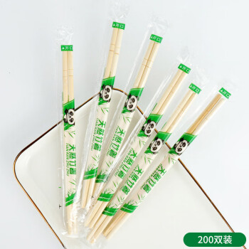 米囹一次性竹筷 200双 外卖饭店野餐餐馆方便筷独立包装商用卫生筷子