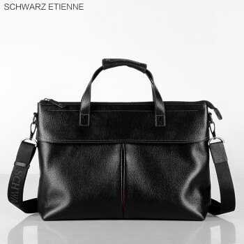 施華艾登（SCHWARZ ETIENNE）手提包男士休闲电脑包头层牛皮公文包 黑色 14吋