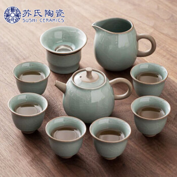 苏氏陶瓷（SUSHI CERAMICS） 哥窑功夫茶具套装陶瓷泡茶壶茶杯礼盒装