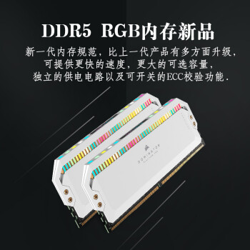美商海盗船 (USCORSAIR) 32GB(16Gx2)套装 DDR5 5600 台式机内存条 统治者铂金 RGB灯条 白色