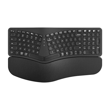 航世（BOW）HD315B 双模无线蓝牙充电键盘 办公通用键盘 人体工学键盘 带手托软垫 背光键盘 黑色