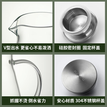 富光玻璃杯带把家用冷水壶耐热 2L大容量凉水壶玻璃耐热杯子 花茶壶