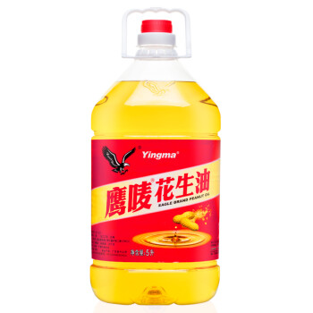 鹰唛 食用油 压榨一级浓香花生油 5L（透明装）