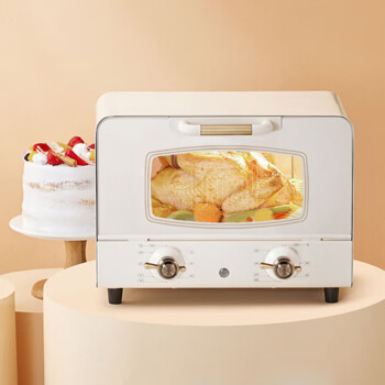 帝而（Dual）复古迷你烤箱多功能家用电烤箱M型双烤管加热更均匀DIK84米白色
