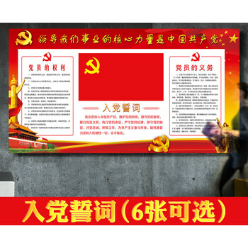 入党誓词党员活动室装饰宣传画会议室装饰海报党建文化墙贴纸贴画80cm