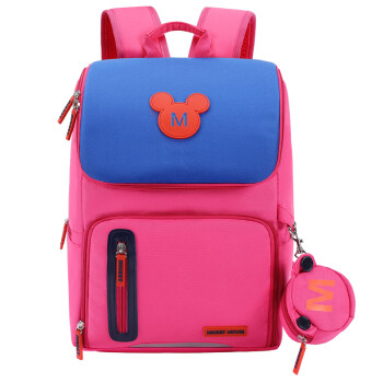迪士尼（Disney）小学生书包1-3年级男女童双肩米奇韩版休闲儿童背包 SM11752玫红色小号