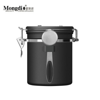 Mongdio 咖啡豆密封罐 304不锈钢咖啡粉保存罐单向排气储物罐含勺