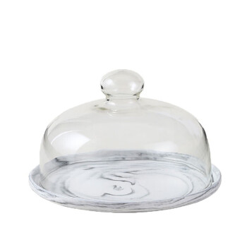 丹诗致远 欧式甜品盘带盖子透明玻璃罩水果托盘蛋糕托盘 十英寸托盘+甜品罩