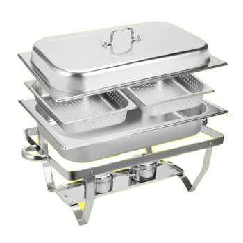 苏勒 商用不锈钢折叠式自助餐炉自助餐厅餐具器皿食堂自助餐保温炉 双格带孔 电加热