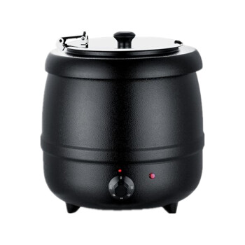 谦华智科304商用电子暖汤煲10升自助餐炉电热保温汤炉黑铁汤煲（大口盖）